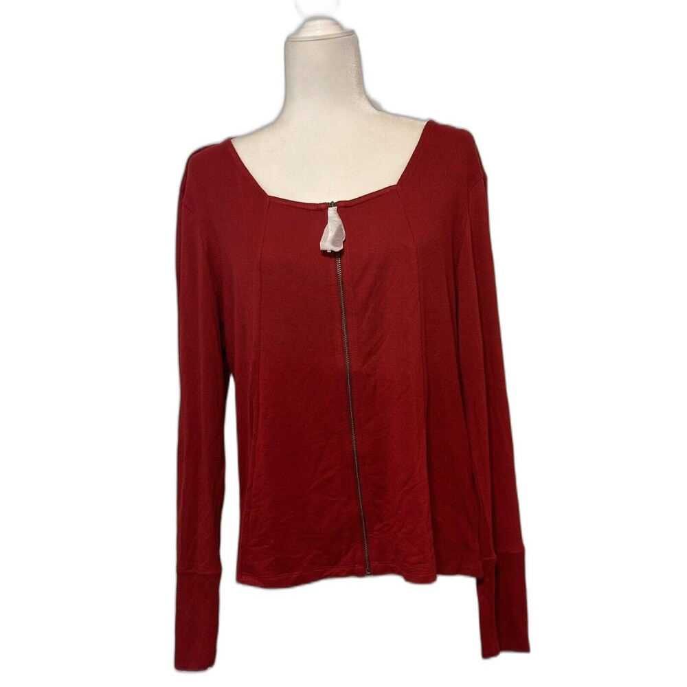 NWOT-Soft Surroundings Women Size L Bellísima Red Zip Cardigan Career Staple